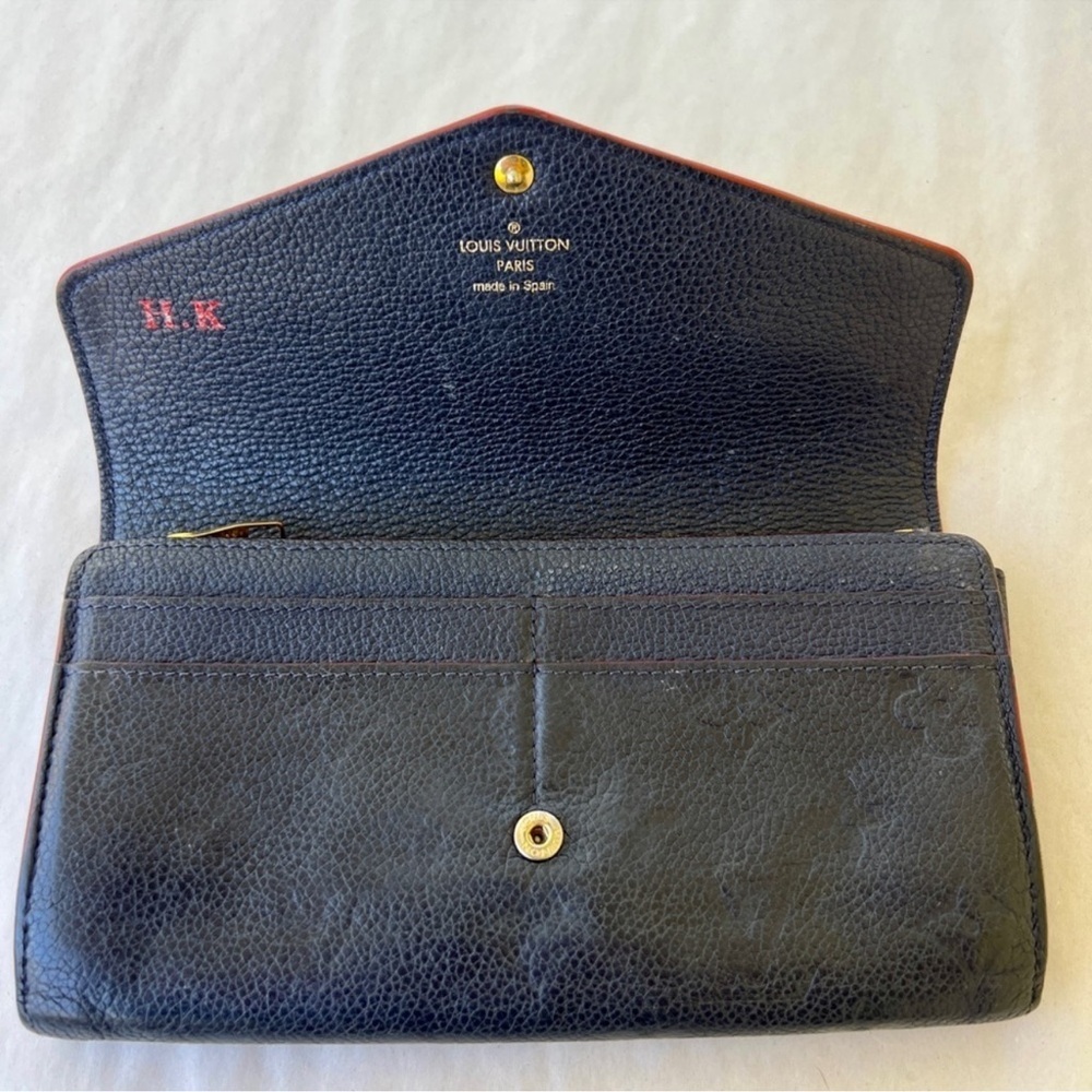 Authentic Louis Vuitton Empreinte Sarah Wallet navy red gold - Picture 4 of 9